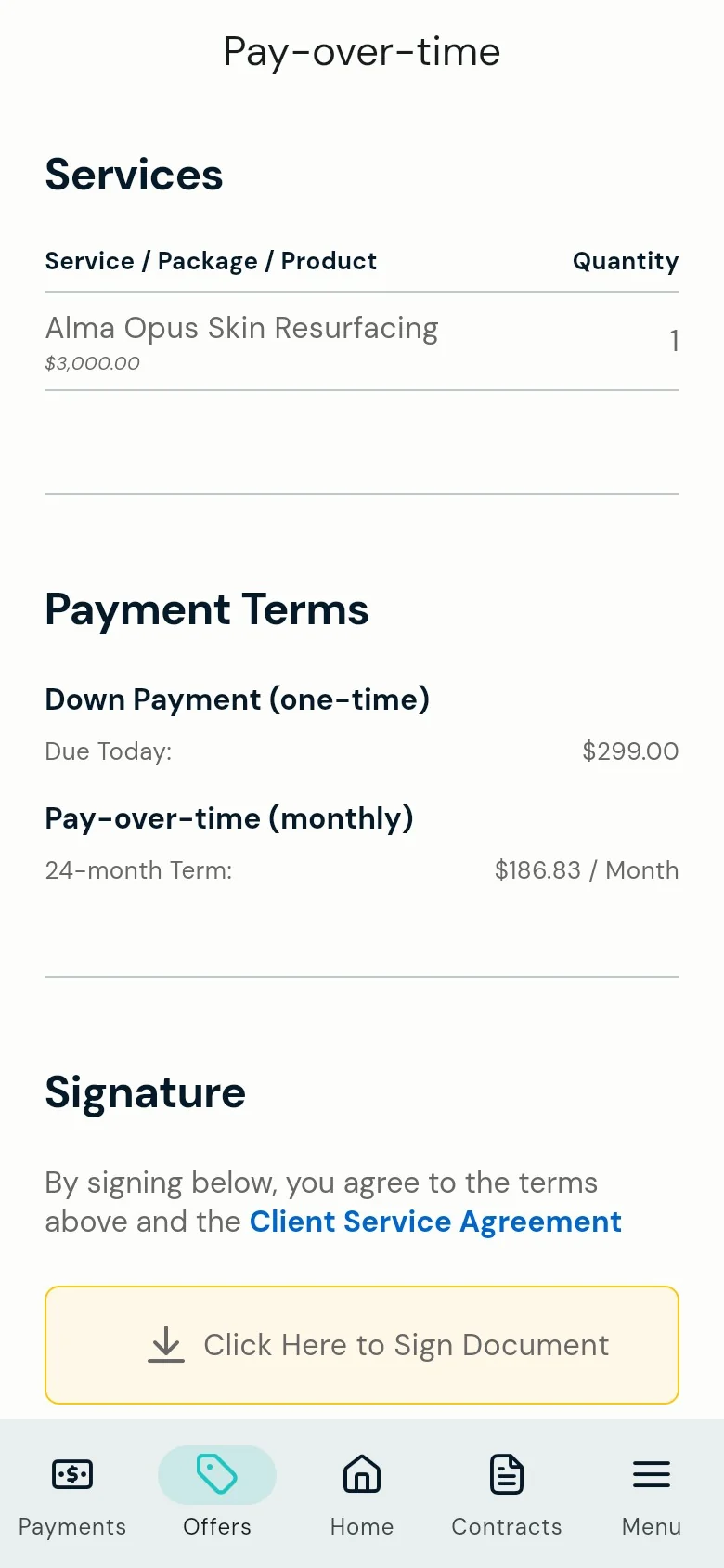 Client accepts the offer